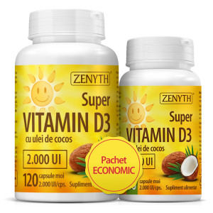 Pachet Super Vitamina D3 cu ulei de cocos 2000UI
